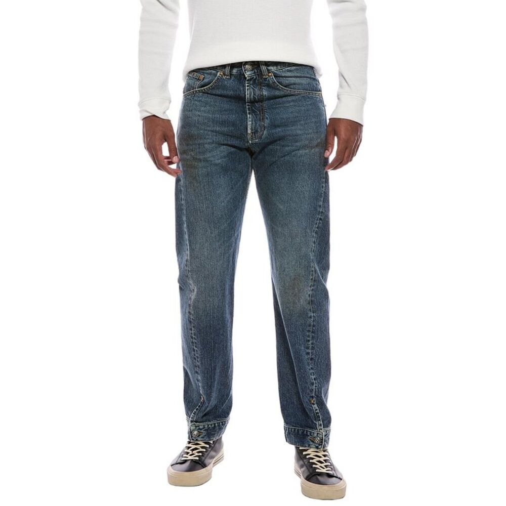 Palm Angels Mens  Straight Medium Wash Jean, Blue